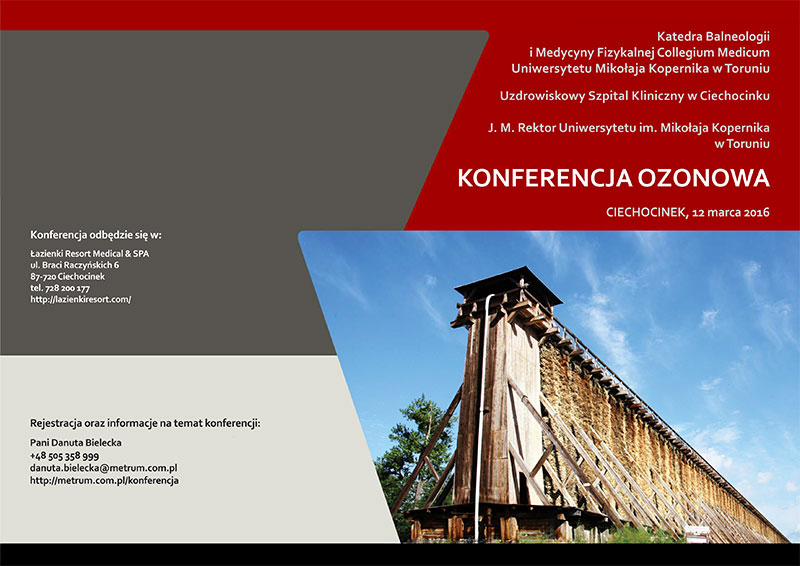 Program Pierwszej Międzynarodowej Konferencji Ozonowej, 2016.03.12 - Ciechocinek