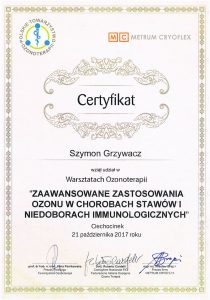 WORKSHOPS OF THE POLISH SOCIETY FOR OZONOTHERAPY PTOZON - ADVANCED USES OF OZONE IN JOINT DISEASES AND IMMUNODEFICIENCIES, 2017.10.21 - CIECHOCINEK