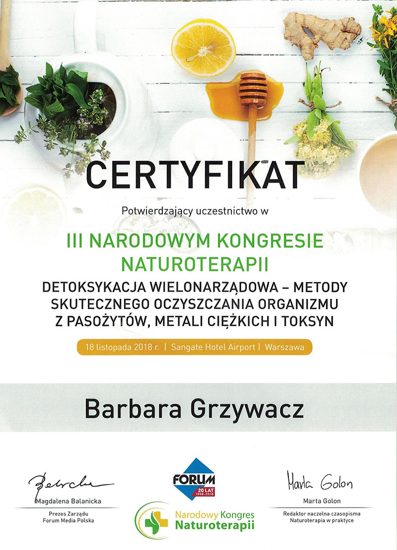 III Narodowy Kongres Naturoterapii - Detoksykacja wielonarządowa – Metody skutecznego oczyszczania organizmu z pasożytów, metali ciężkich i toksyn